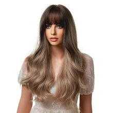 Load image into Gallery viewer, Sofia | Brown Long Wavy Synthetic Hair Wig with Bangs