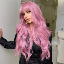 Load image into Gallery viewer, Rosy | Halloween Coral Pink Long Wavy Synthetic Hair Wig with Bangs