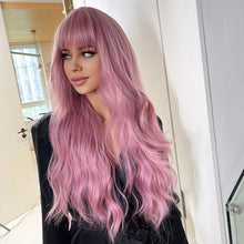Load image into Gallery viewer, Rosy | Halloween Coral Pink Long Wavy Synthetic Hair Wig with Bangs