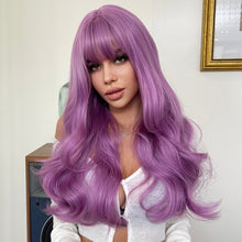 Load image into Gallery viewer, Astrantia | Halloween Purple Long Wavy Synthetic Hair Wig with Bangs