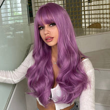 Load image into Gallery viewer, Astrantia | Halloween Purple Long Wavy Synthetic Hair Wig with Bangs