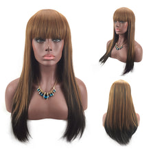 Load image into Gallery viewer, Amelia | Dark Long Straight Synthetic Hair Wig with Bangs