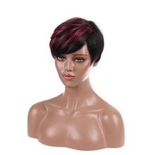 Load image into Gallery viewer, Caitlina | Purple Red Short Pixie Cut Wavy Synthetic Hair Wig with Bangs
