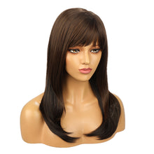 Load image into Gallery viewer, Ella | Brown Long Straight Synthetic Hair Wig with Bangs
