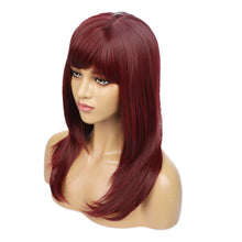 Load image into Gallery viewer, Ella | Red Long Straight Synthetic Hair Wig with Bangs
