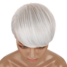 Load image into Gallery viewer, Trianna | Silver Short Pixie Cut Wavy Synthetic Hair Wig with Bangs
