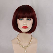 Load image into Gallery viewer, Siana | Red Medium Straight Synthetic Bob Hair Wig with Bangs
