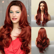 Load image into Gallery viewer, Cora | Burgundy Wine Red Long Wavy Synthetic Hair Wig
