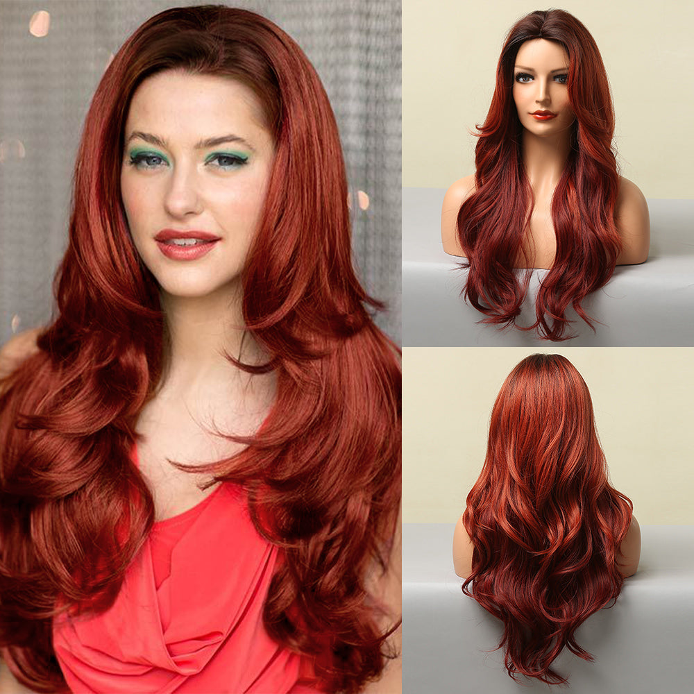 Cora | Burgundy Wine Red Long Wavy Synthetic Hair Wig