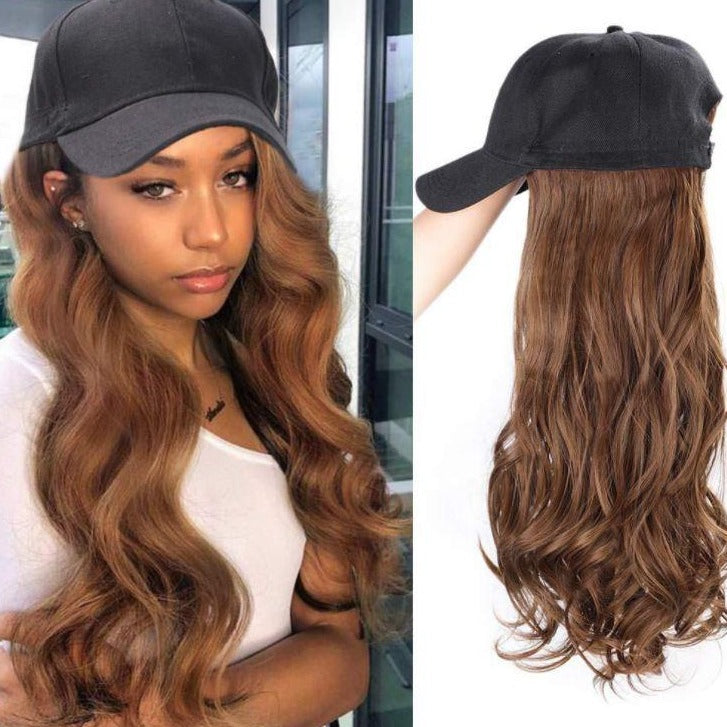 Contico | Light Brown Long Curly Synthetic Hair Wig Hat