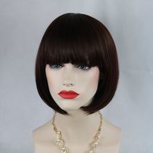 Load image into Gallery viewer, Siana | Medium Brown Medium Straight Synthetic Bob Hair Wig with Bangs
