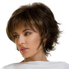 Load image into Gallery viewer, Sai | Beautiful Natural Dark Brown Blonde Highlight Pixie Cut Curly Short Synthetic Hair Wig
