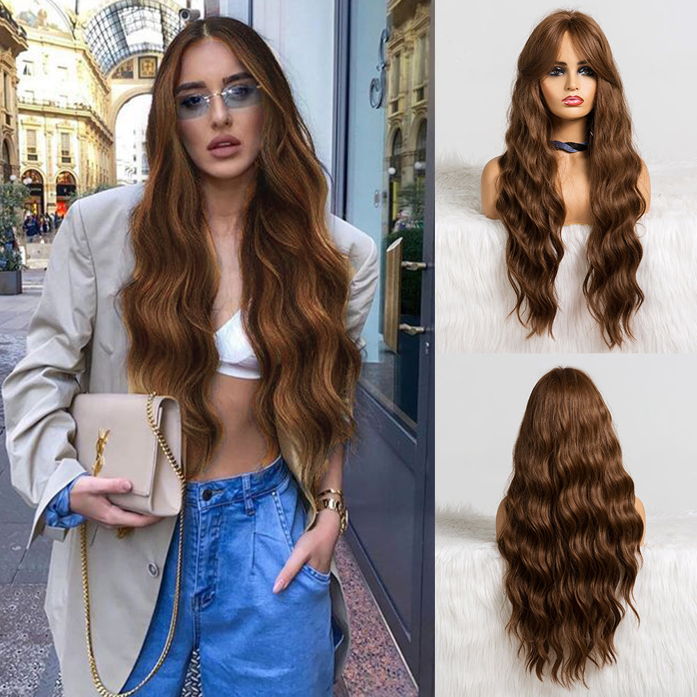 Grecia | Brown Long Wavy Synthetic Hair Wig