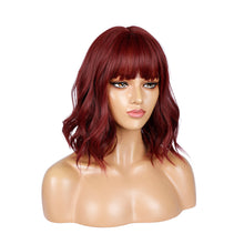 Load image into Gallery viewer, Dreamy | Wine Red Medium Wavy Synthetic Hair Wig
