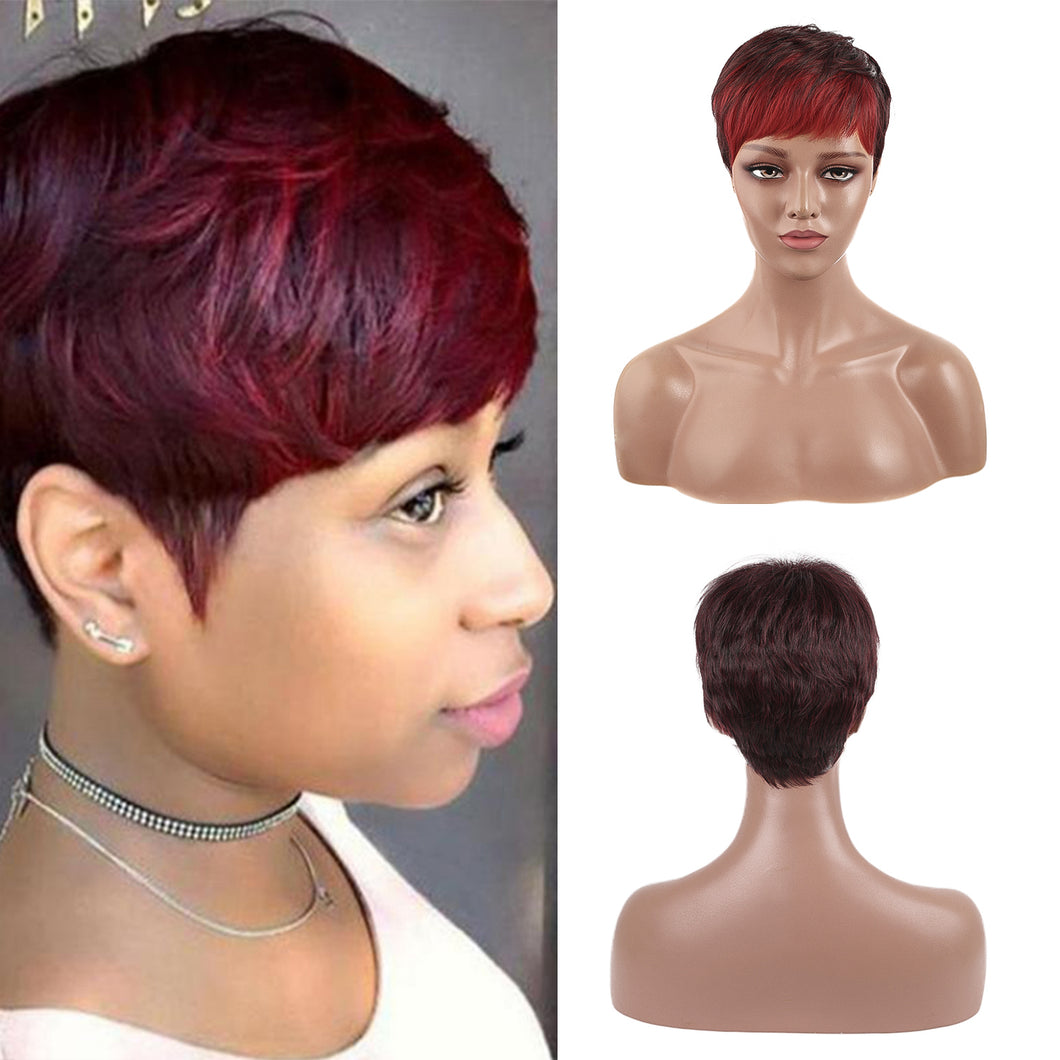 Vivian | Wine Red Short Pixie Cut Wavy Synthetic Hair Wig