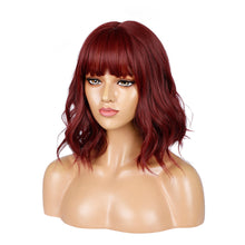 Load image into Gallery viewer, Dreamy | Wine Red Medium Wavy Synthetic Hair Wig
