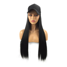 Load image into Gallery viewer, Summerland | Black Long Straight Synthetic Hair Wig Hat with Cap

