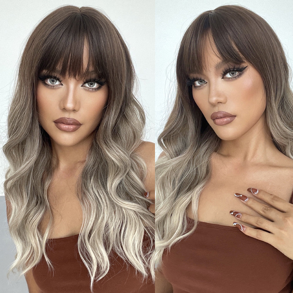 Havana | Ombre Long Wavy Synthetic Hair Wig with Bangs