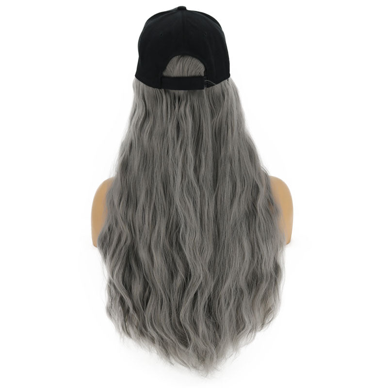 Contico | Ash Long Curly Synthetic Hair Wig with Cap Hat