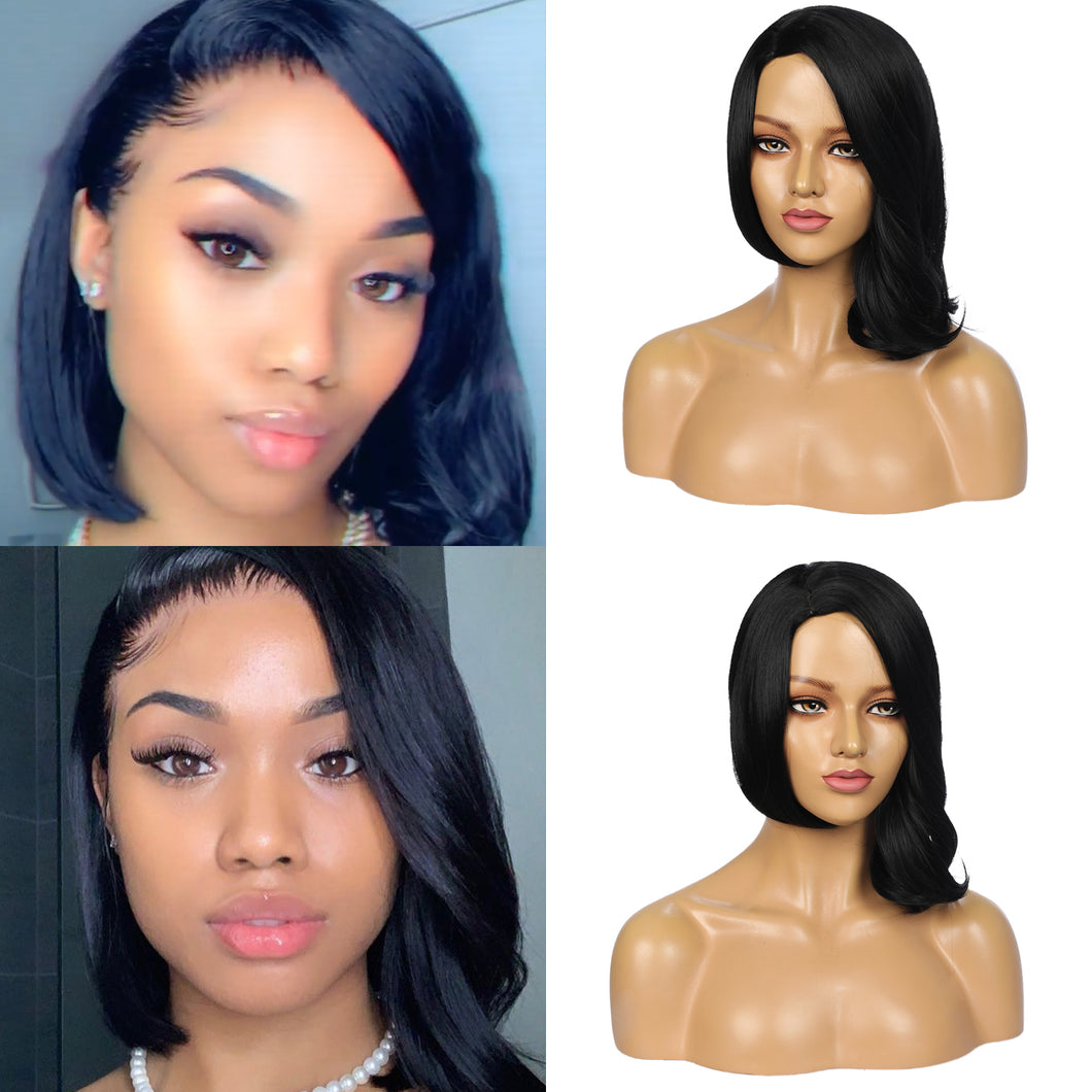 Aliana | Black Medium Long Wavy Straight Synthetic Hair Wig