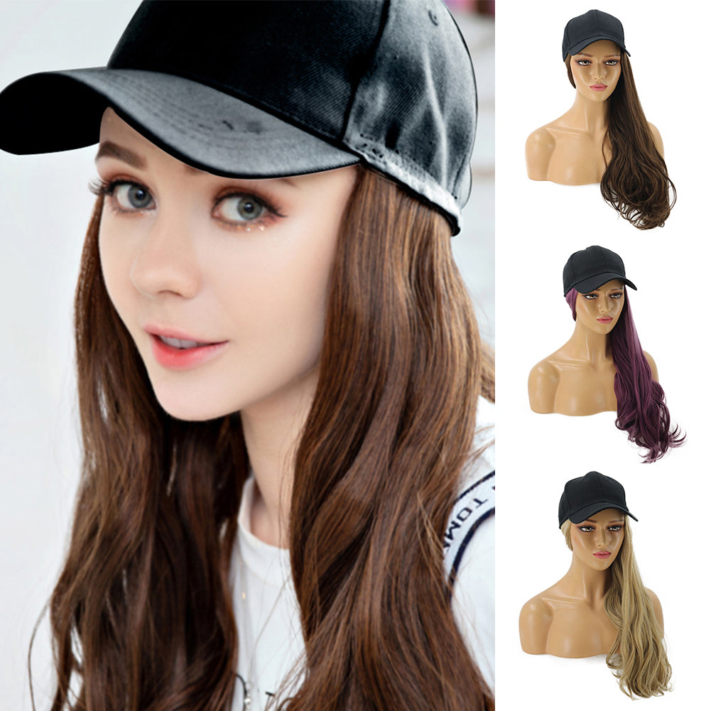 Blossom | Light Brown Long Wavy Synthetic Hair Wig Hat with Cap
