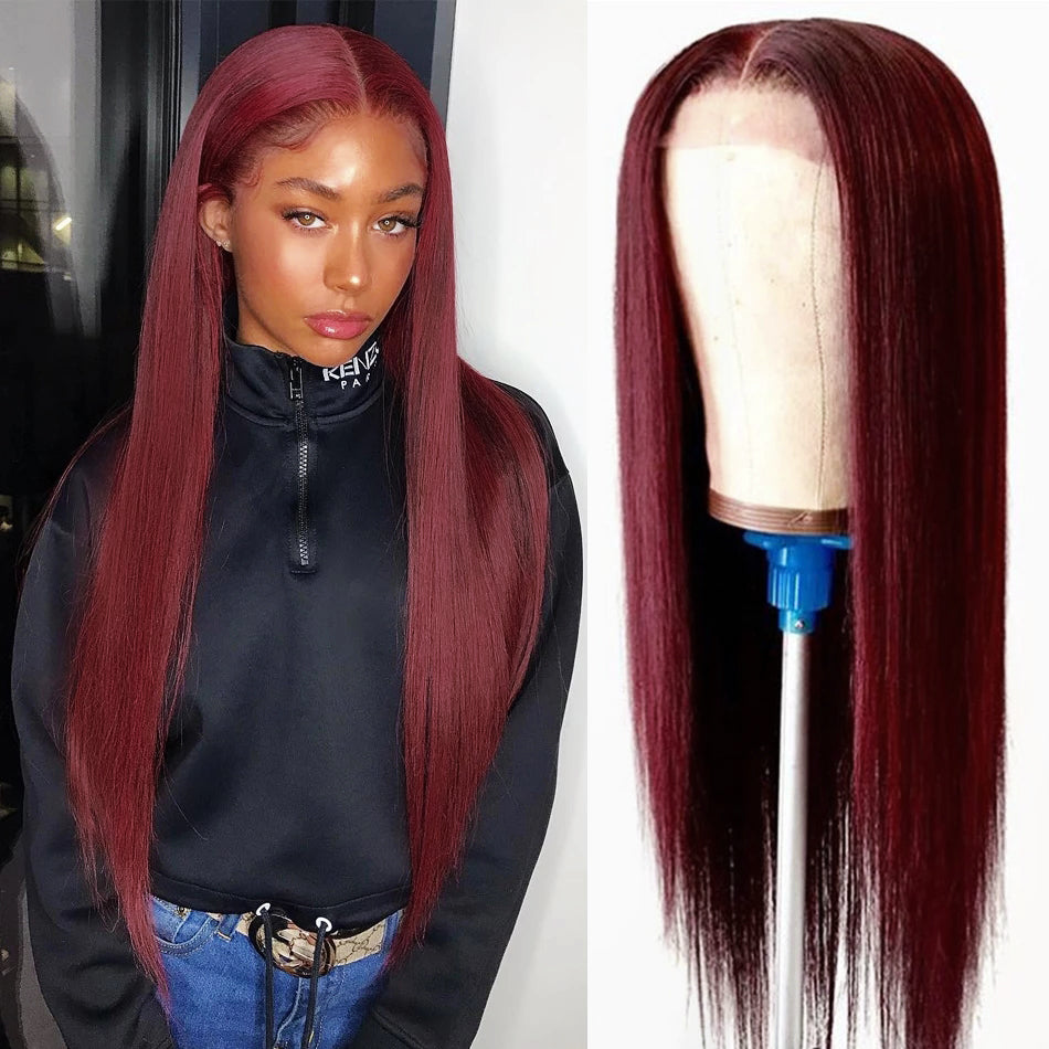 Rowan | Wine Red Long Straight Lace Front Synthetic Hair Wig