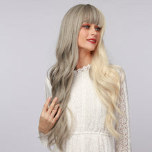 Load image into Gallery viewer, Stormi | Halloween Silver and White Half Half Long Wavy Synthetic Hair Wig with Bangs
