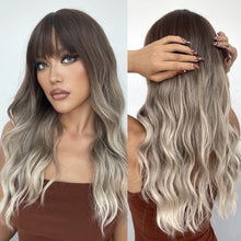 Load image into Gallery viewer, Havana | Ombre Long Wavy Synthetic Hair Wig with Bangs
