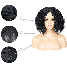 Load image into Gallery viewer, Reja | Black Medium Short Curly Synthetic Hair Wig
