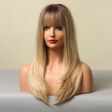 Load image into Gallery viewer, Venus | Blonde Long Straight Synthetic Hair Wig with Bangs
