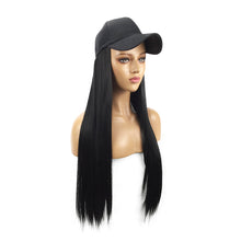 Load image into Gallery viewer, Summerland | Black Long Straight Synthetic Hair Wig Hat with Cap
