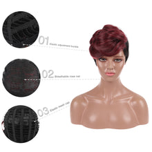 Load image into Gallery viewer, Rosery | Wine Red Short Pixie Cut Wavy Synthetic Hair Wig

