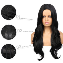 Load image into Gallery viewer, Jennyday | Black Long Wavy Synthetic Hair Wig
