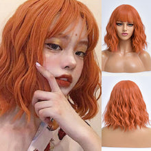 Load image into Gallery viewer, Rosie | Orange Medium Long Curly Synthetic Hair Wig with Bangs

