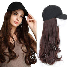 Load image into Gallery viewer, Blossom | Dark Brown Long Wavy Synthetic Hair Wig Hat with Cap
