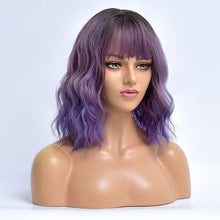 Load image into Gallery viewer, Berry | Purple Medium Long Curly Synthetic Hair Wig with Bangs
