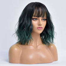 Load image into Gallery viewer, Elf | Green Medium Long Curly Synthetic Hair Wig with Bangs
