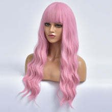 Load image into Gallery viewer, CandyRush | Pink Long Curly Synthetic Hair Wig with Bangs

