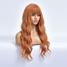 Load image into Gallery viewer, Amber | Orange Long Curly Synthetic Hair Wig with Bangs
