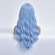 Load image into Gallery viewer, PGNH | Light Blue Long Curly Synthetic Hair Wig with Bangs
