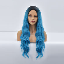Load image into Gallery viewer, Mariney | Blue Long Curly Synthetic Hair Wig with Bangs
