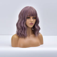 Load image into Gallery viewer, Candy Rush | Purple Medium Long Curly Synthetic Hair Wig with Bangs
