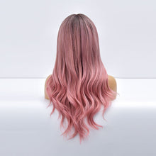 Load image into Gallery viewer, Coral | Pink Long Wavy Synthetic Hair Wig with Bangs

