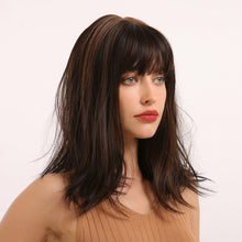 Load image into Gallery viewer, Paris | Brown Long Straight Synthetic Hair Wig with Bangs
