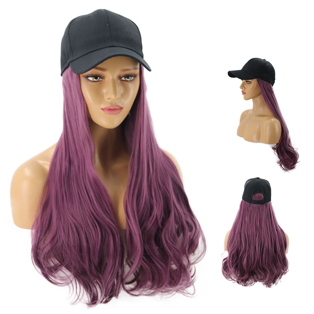 Blossom | Purple Long Wavy Synthetic Hair Wig Hat with Cap