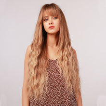 Load image into Gallery viewer, Calla | Blonde Long Curly Synthetic Hair Wig with Bangs
