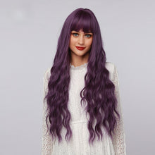 Load image into Gallery viewer, Peony | Halloween Purple Long Curly Synthetic Hair Wig with Bangs
