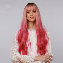 Load image into Gallery viewer, Shailyn | Halloween Coral Pink Long Wavy Synthetic Hair Wig with Bangs
