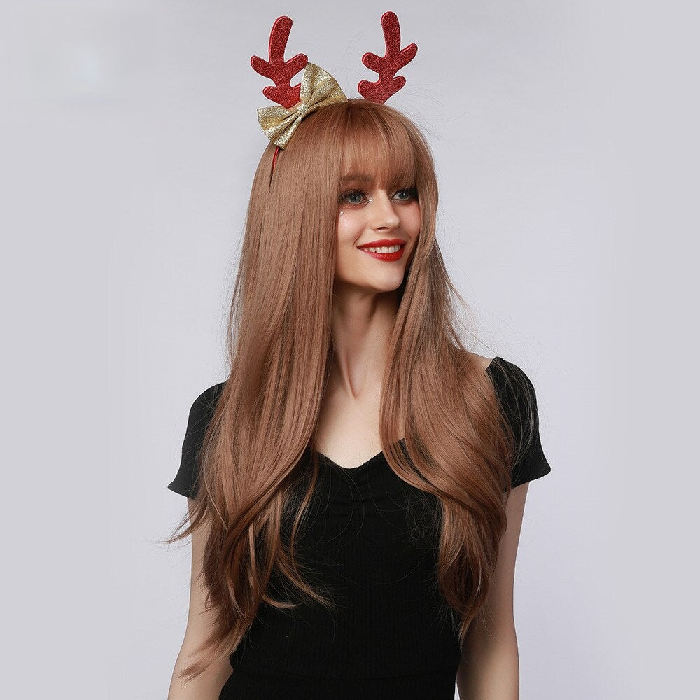 Chepi | Blonde Long Straight Synthetic Hair Wig with Bangs