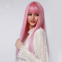 Load image into Gallery viewer, Lara | Halloween Coral Pink Long Straight Synthetic Hair Wig with Bangs
